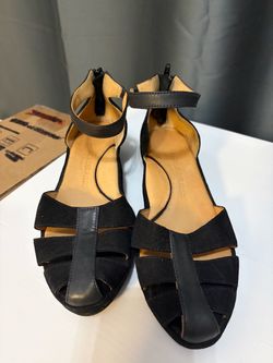 Rue des Pieds Black Suede Ankle Strap Sandals
