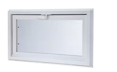 TAFCO WINDOWS 32.25 in. x 18.25 in. White Double-Pane Insulated Glass Hinged Vinyl Hopper Inswing Basement Window with Screen  #A36