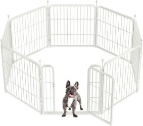 Outdoor Dog Playpen, White, 24-in, 8-panel