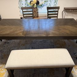 Dining Table Set - Table Bench 4 Chairs 