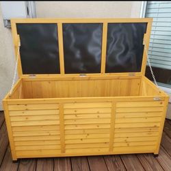 LARGE WOOD PORCH STORAGE BOX