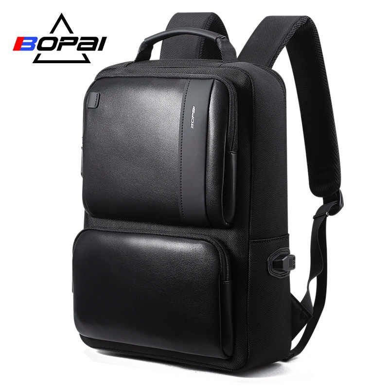 Bopai Faux Leather Laptop Backpack