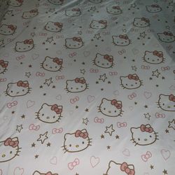 Hello Kitty Twin Bedding. Like New. No Stains. 