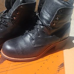 Steel Toe work boots black leather