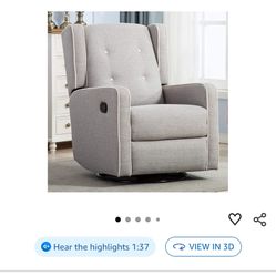 Gray Swivel Rocking Chair Recliner 