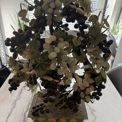 30” tall chinese hard stone Jade Grape Tree hardstone bonsai