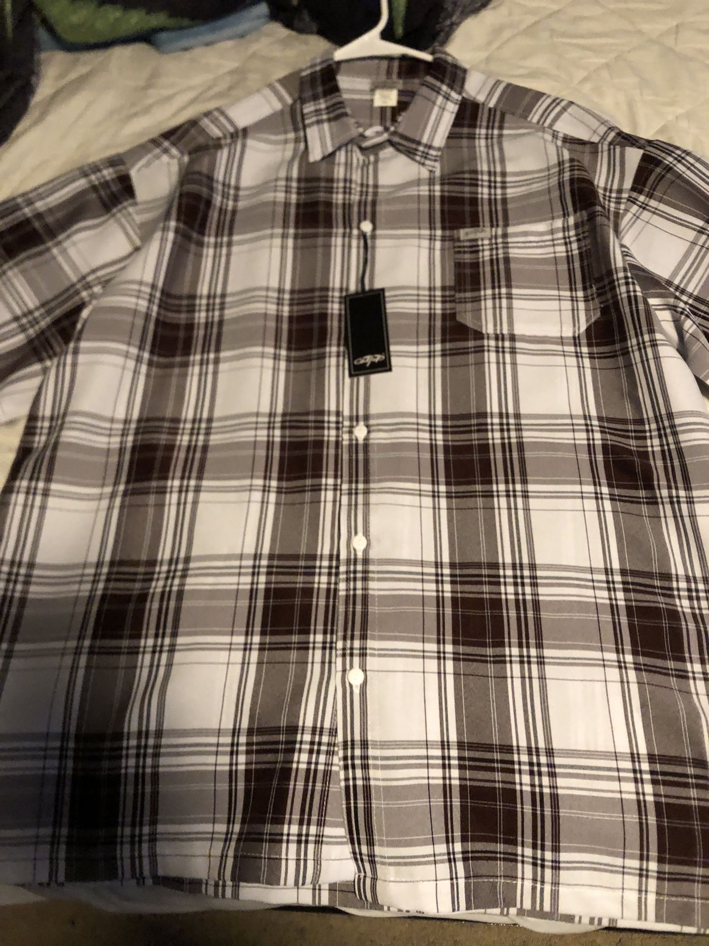 Button Up Shirt Burgundy & White