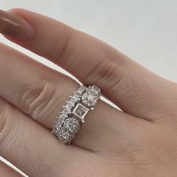 14kt white gold semi mounted engagement set whit 13 princess cut and 46 rds diamonds 1.45ct tw 