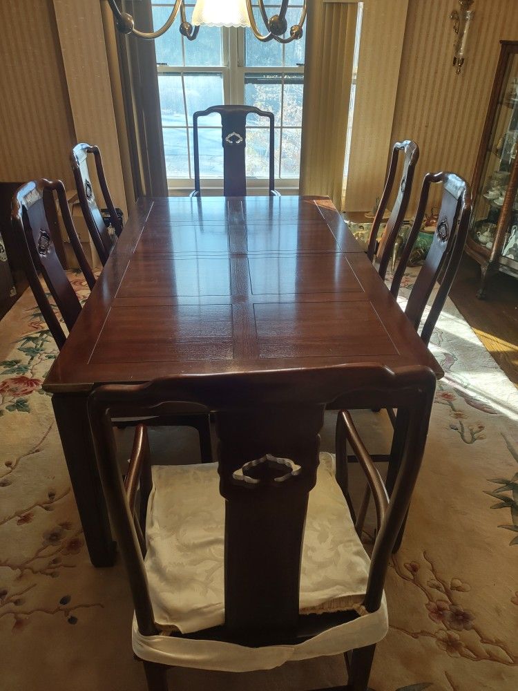 Henredon Pan Asian Dining Table With 6 Chairs
