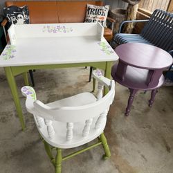 Hand Painted Desk And Chair Set