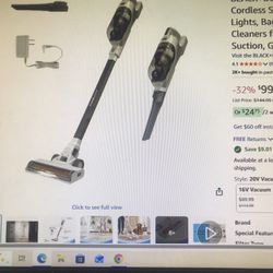 BLACK+DECKER POWER SERIES+20vMAX Cordless Stick Vacuum Cleaner With LED Floor Lights Bagless Lightweight Cordless Vacuum Cleaners for Home UP to44Minu