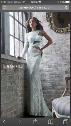 $590 Sherri Hill 21279 coral lace prom/formal dress/gown sz 8