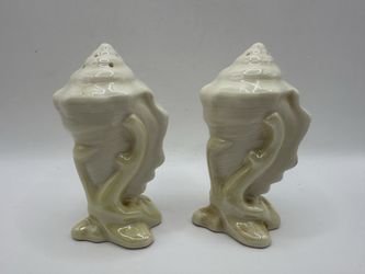 Vintage BELLEEK Ireland Salt & Pepper Shakers – GREEN MARK