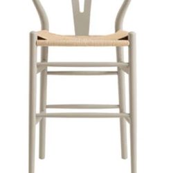 Hansel Wooden Natural Weave Counter Stool, Light Taupe Color Frame- 1 SET OF 2