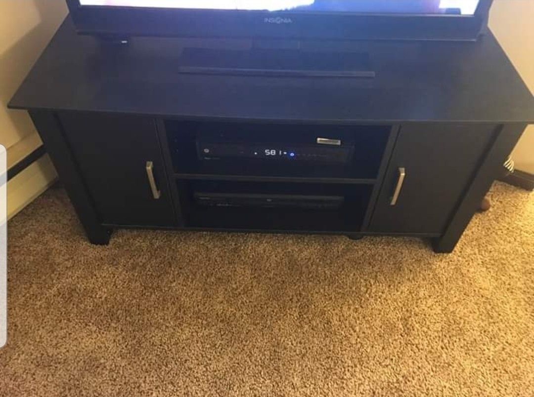 Black TV Stand with Storage Drawers and Shelves