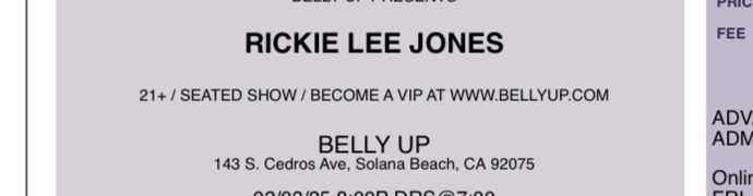 Rickie Lee Jones Tickets!!!