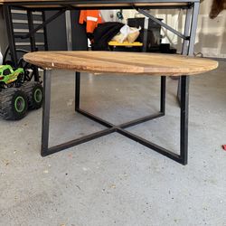 Rustic Industrial Wood & Metal Coffee Table