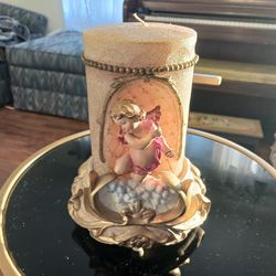 Absolutely BEAUTIFUL ANGEL  CANDLE AND  HOLDER  THIS IS  PINK AND GOLD  