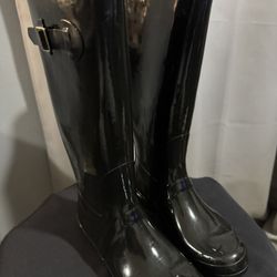 NOMAD Black Shiny Women Hurricane li Rain Boots 