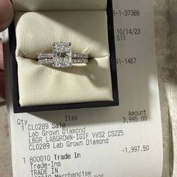 2 carat engagement ring and wedding band (sautered)