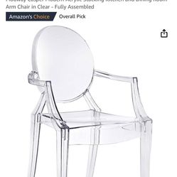 One Clear Modern Arm Desk Or Dining Chair