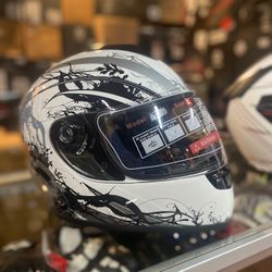 New White Dot Motorcycle Helmet On Sale $80