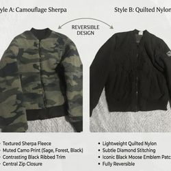    Abercrombie Kids Reversible Camo Sherpa Bomber Jacket 11/12