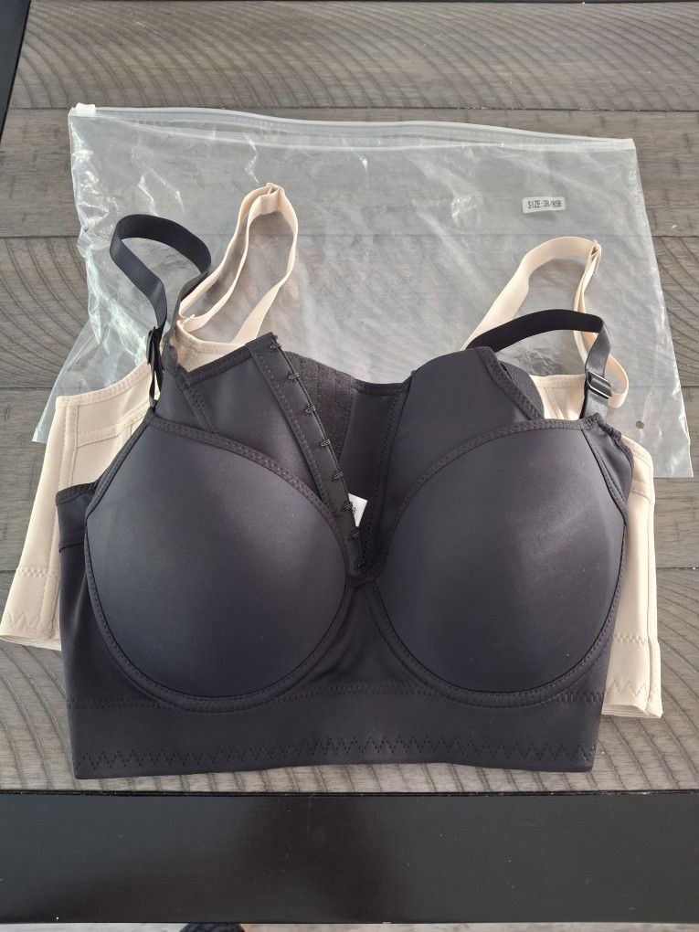 heCurve® Full-Coverage Back Smoothing Bra - Black+Beige (2 PCS) 38B