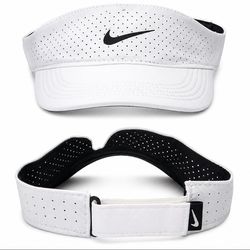 Nike White Performance Visor Hat (Adjustable, Lightweight)
