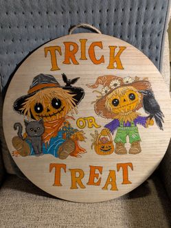 Hanging Scarecrow Halloween wood art