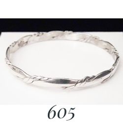 7.75" x 6.8mm Solid Sterling Silver Handcrafted Twisted Wire Bangle Bracelet
