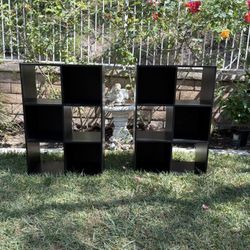 Pair of Black 6-Cube Organizer Shelves