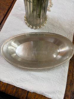 Vintage International Silver Co. #674 Silverplate Oval Serving Bread Tray 12” Roped Edge