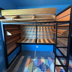 Twin Solid Wood And Metal Land Of Nod (Crate And Barrel) Loft Bed