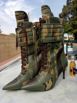 8 1/2  camouflage boots with 3in heel