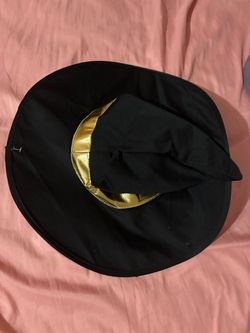 Black Witch Hat with Gold Crescent Moon