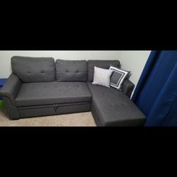 Reversible L Shape Gray Sleeper Futon 