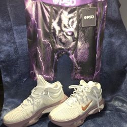 Nike Air Zoom Basketball Shoes + PSD Wolf Shorts Bundle – Size 9