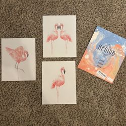 Nursery Decorative Wall Art Pink Flamingo Print Painting