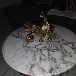 Brass Elephant Telephone And Table