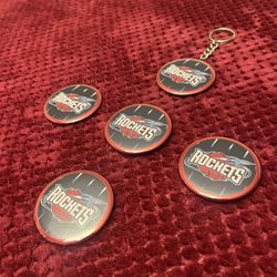 Keychain– Magnet – Bottle Opener – Button – Mirror 2.25 Inch Round Five Piece Set (Rockets)