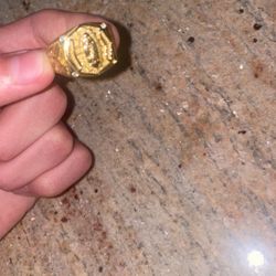 Stainless Steel Gold Virgin Mary Ring