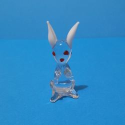 Vintage Clear Blown Glass Bunny Rabbit Figure.
 