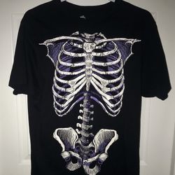 Glow In The Dark Purple Skeleton Halloween T-Shirt