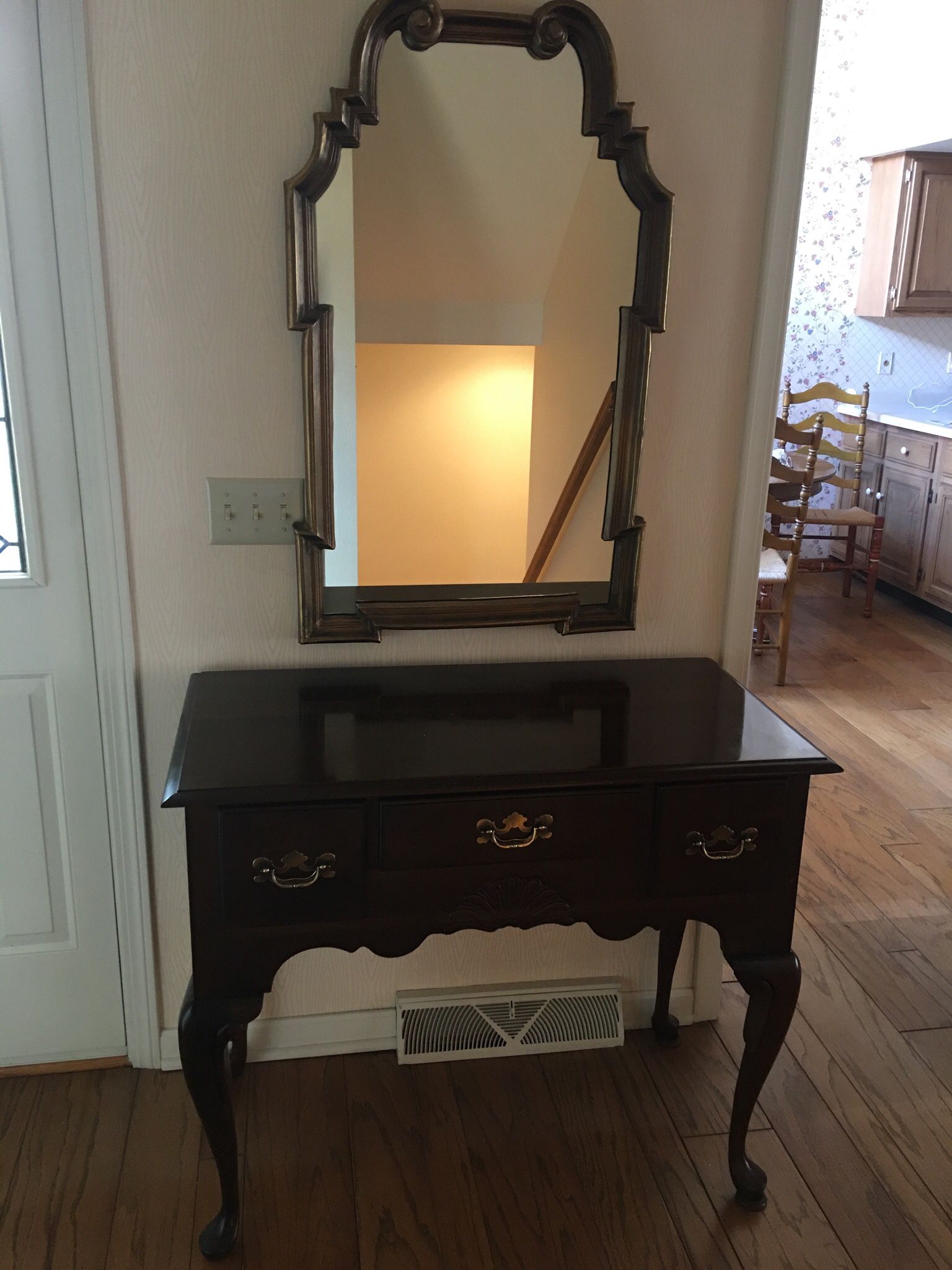 Hall Table Solid Wood With Mirror 