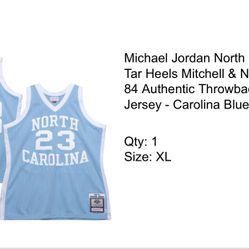 Men's M&N Jordan Carolina Blue Tar Heels 1983/84 Authentic College Jersey  Size XL  Brand New