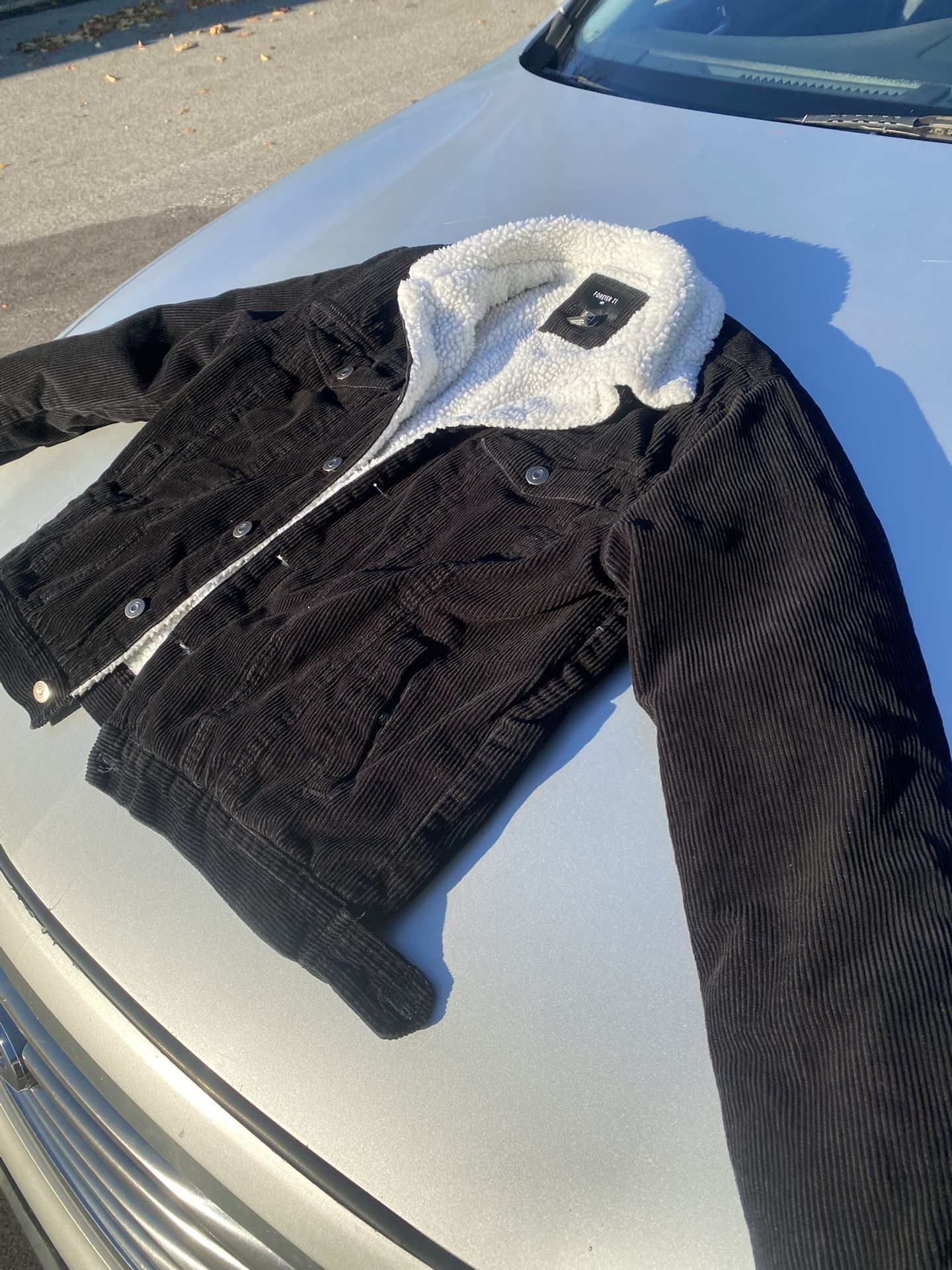 Forever 21 Mens Corduroy Black Sherpa Jacket Sz Large