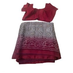 Indian Red Grey Sari Saree