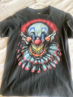 Vintage clown jester scary movie black red blue white shirt size medium sits small