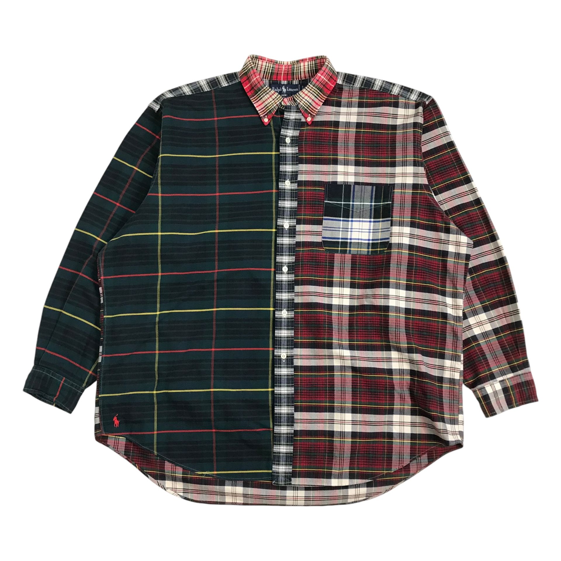 VINTAGE POLO RALPH LAUREN PLAID SHIRT 2XL XXL TARTAN THE BIG OXFORD BUTTON UP